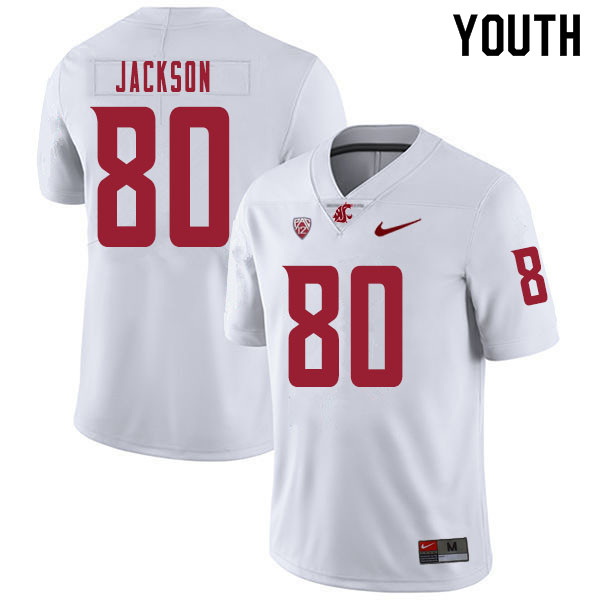 Youth #80 Brennan Jackson Washington State Cougars College Football Jerseys Sale-White - Click Image to Close